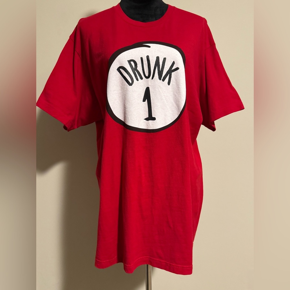 EUC Ann Arbor Custom Red and White Drunk 1 Funny Graphic Tee size XL